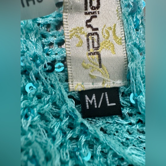 Moon River Turquoise Sequin Tank Top Size M/L - Picture 14 of 16